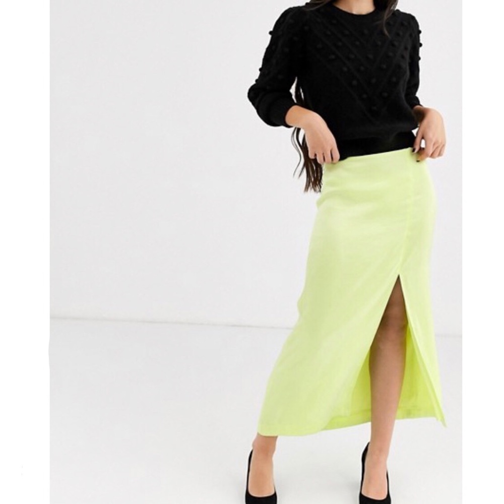 & Other Stories Satin Side Split Midi Skirt